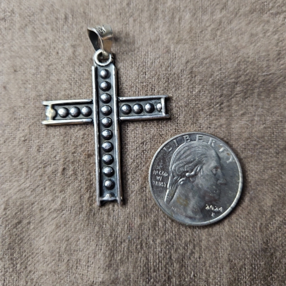 Sterling Silver 925 Studded Cross Pendant